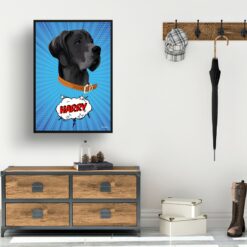 retro pop art pet portrait dog blue blast print hall