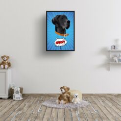 retro pop art pet portrait dog blue blast print kids room