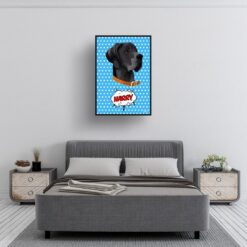 Blue dots Custom Pop Art Style Dog Portrait - Framed & Un-framed Pet illustration print from photo 13 retro pop art pet portrait dog blue dots print bedroom