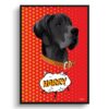 retro pop art pet portrait dog dash print front view white