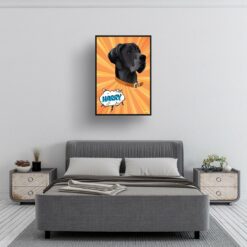 Orange blast Custom Pop Art Style Dog Portrait - Framed & Un-framed Pet illustration print from photo 13 retro pop art pet portrait dog orange blast print bedroom