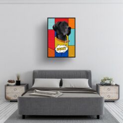 retro pop art pet portrait dog patchwork print bedroom