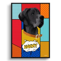 Patchwork Custom Pop Art Style Dog Portrait -  Framed & Un-framed Pet illustration print from photo