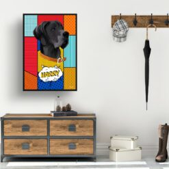 retro pop art pet portrait dog patchwork print hall