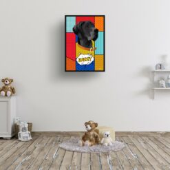 retro pop art pet portrait dog patchwork print kids room