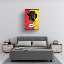 Red yellow split Custom Pop Art Style Dog Portrait - Framed & Un-framed Pet illustration print from photo 13 retro pop art pet portrait dog red yellow split print bedroom