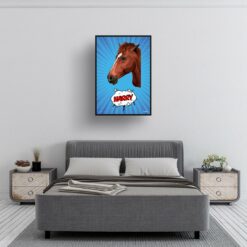 retro pop art pet portrait horse blue blast print bedroom