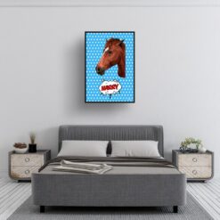 retro pop art pet portrait horse blue dots print bedroom