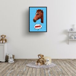 retro pop art pet portrait horse blue dots print kids room