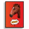 Dash Custom Pop Art Style Horse Portrait - Framed & Un-framed Pet illustration print from photo 2 retro pop art pet portrait horse dash print front view white