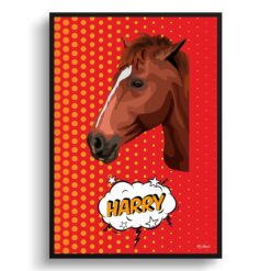 Dash Custom Pop Art Style Horse Portrait -  Framed & Un-framed Pet illustration print from photo
