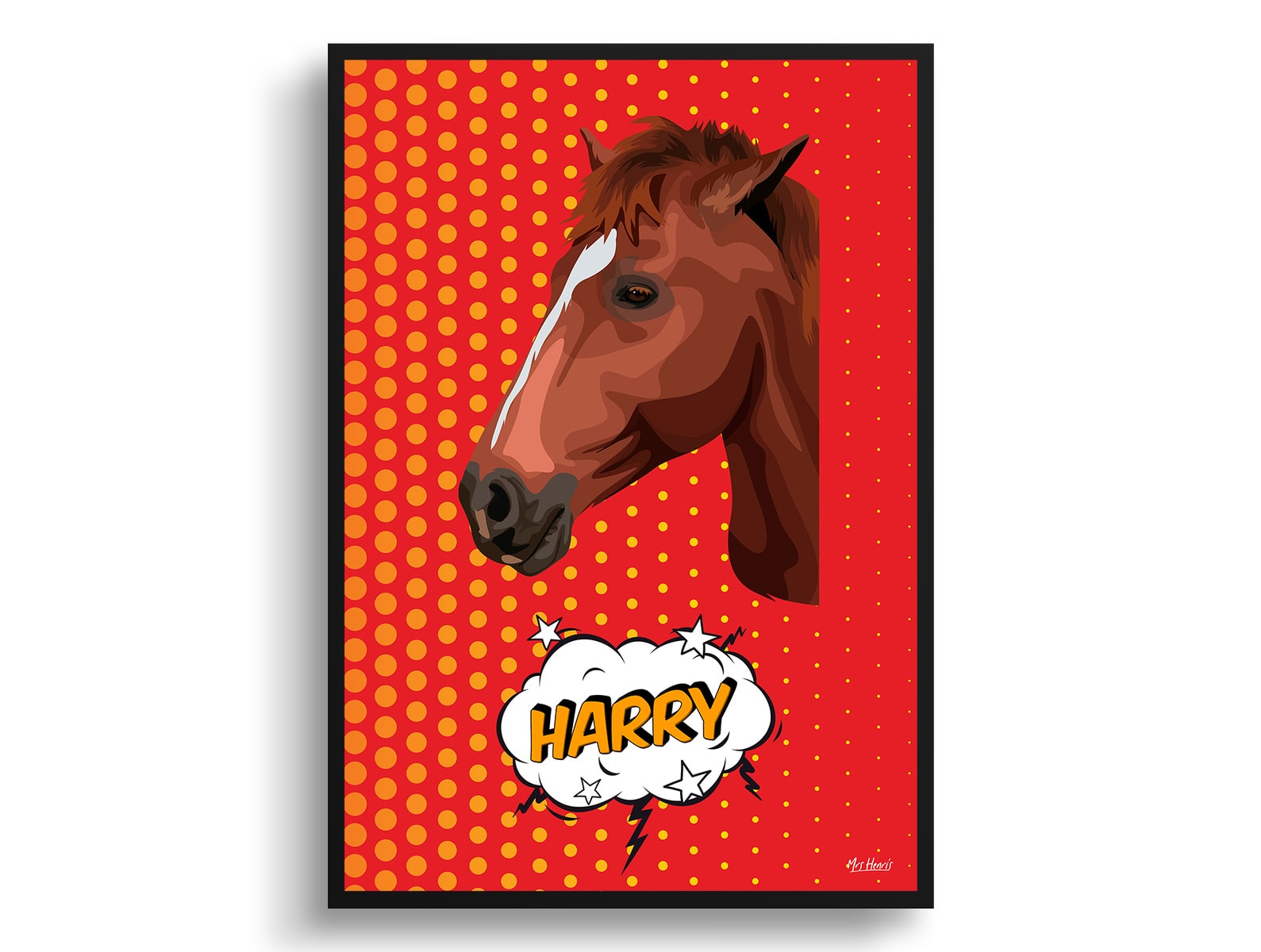 Dash Custom Pop Art Style Horse Portrait - Framed & Un-framed Pet illustration print from photo 3 Dash Custom Pop Art Style Horse Portrait - Framed & Un-framed Pet illustration print from photo
