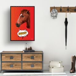 Dash Custom Pop Art Style Horse Portrait - Framed & Un-framed Pet illustration print from photo 15 retro pop art pet portrait horse dash print hall