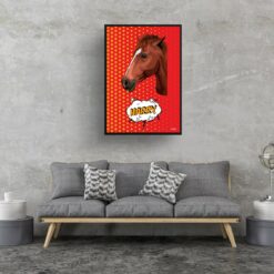 Dash Custom Pop Art Style Horse Portrait - Framed & Un-framed Pet illustration print from photo 17 retro pop art pet portrait horse dash print living room