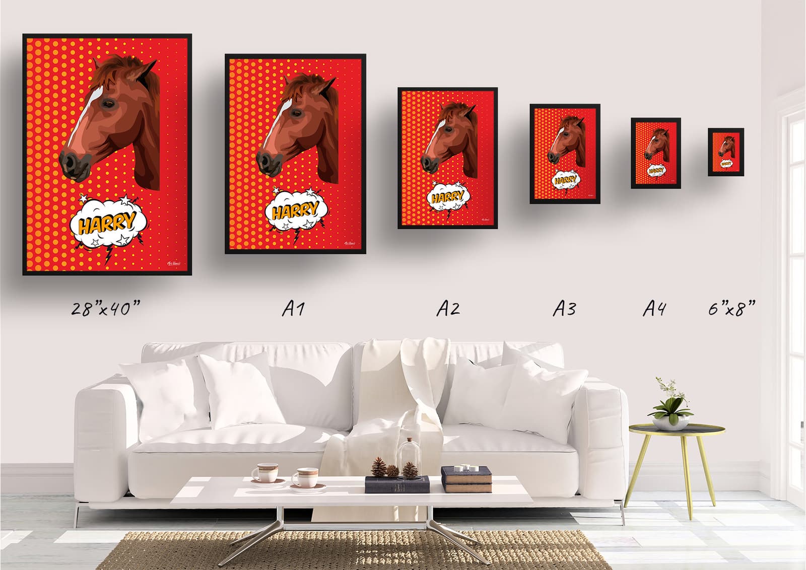 Dash Custom Pop Art Style Horse Portrait - Framed & Un-framed Pet illustration print from photo 11 Dash Custom Pop Art Style Horse Portrait - Framed & Un-framed Pet illustration print from photo - Image 9
