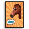 Orange blast Custom Pop Art Style Horse Portrait - Framed & Un-framed Pet illustration print from photo 1 retro pop art pet portrait horse orange blast print front view white