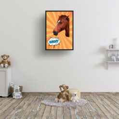 retro pop art pet portrait horse orange blast print kids room