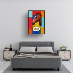 retro pop art pet portrait horse patchwork print bedroom