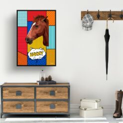 retro pop art pet portrait horse patchwork print hall
