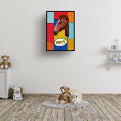 retro pop art pet portrait horse patchwork print kids room