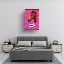 retro pop art pet portrait horse pink splash print bedroom