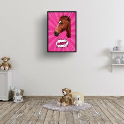 retro pop art pet portrait horse pink splash print kids room