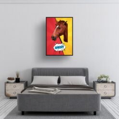 Red yellow split Custom Pop Art Style Horse Portrait - Framed & Un-framed Pet illustration print from photo 13 retro pop art pet portrait horse red yellow split print bedroom