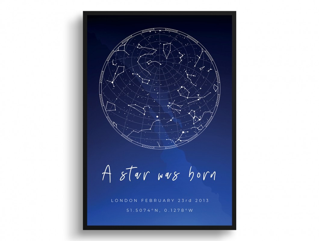 sky background white text a star was born print front view white