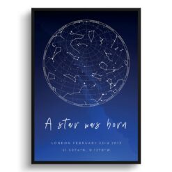 sky background white text a star was born print front view white