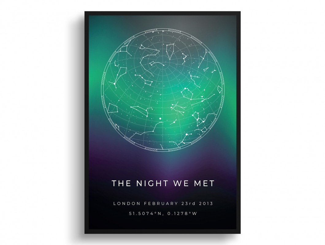 sky background white text script text northern lights print front view white