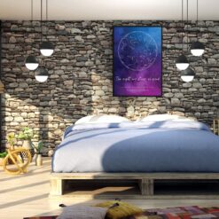 sky background white text the night our stars aligned blue purple print bedroom