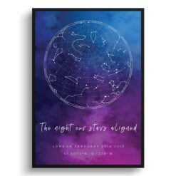 Sky Background Space Custom Star Map - Personalized Constellation Map Print Framed & Unframed Wall Art
