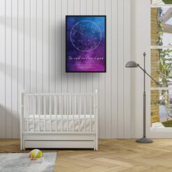sky background white text the night our stars aligned blue purple print kids room
