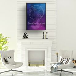 sky background white text the night our stars aligned blue purple print office