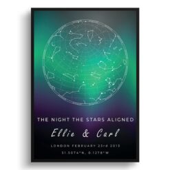 sky background white text two lines northern lights print front view white
