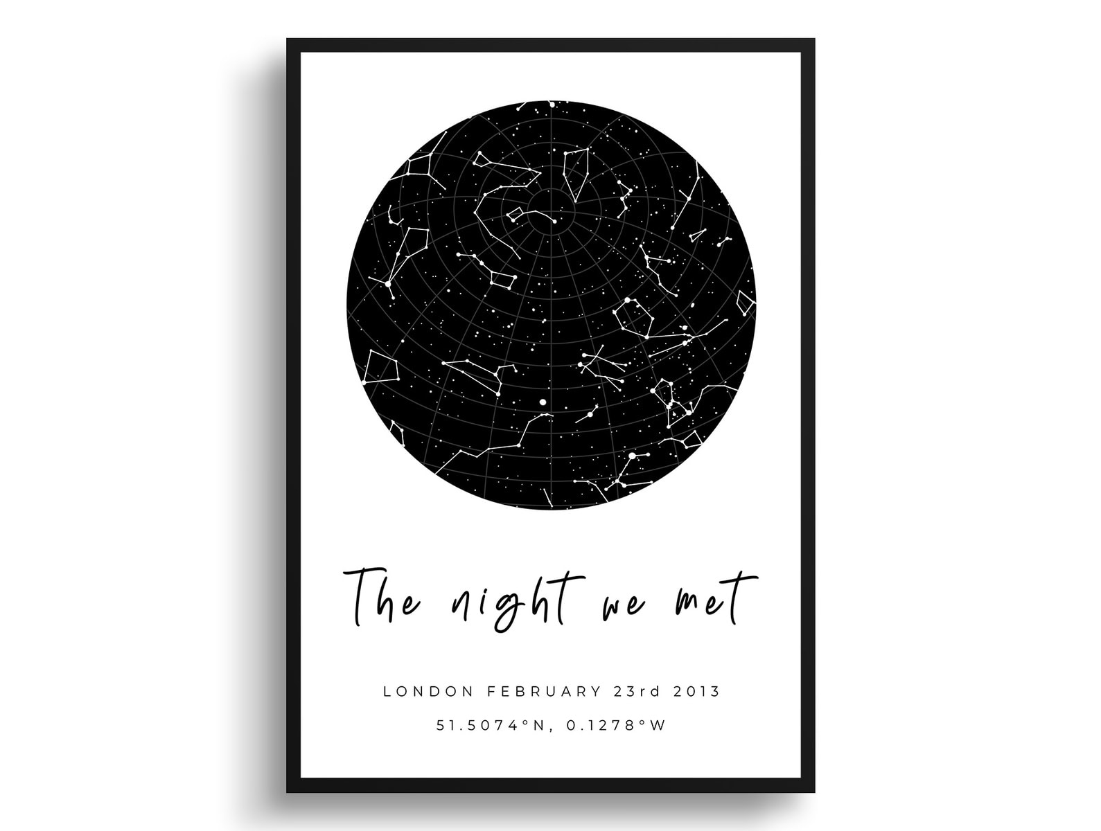 Classic White Background Custom Star Map - Personalized Constellation Map Print Framed & Unframed Wall Art 12 Classic White Background Custom Star Map - Personalized Constellation Map Print Framed & Unframed Wall Art - Image 10