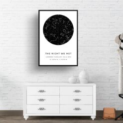 Classic White Background Custom Star Map - Personalized Constellation Map Print Framed & Unframed Wall Art 28 starmaps white background solid colour black print hall