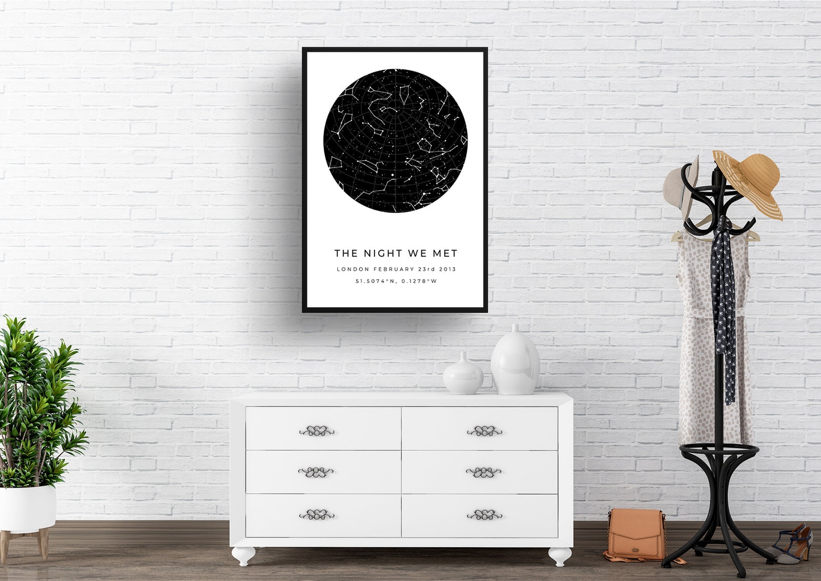 Classic White Background Custom Star Map - Personalized Constellation Map Print Framed & Unframed Wall Art 9 Classic White Background Custom Star Map - Personalized Constellation Map Print Framed & Unframed Wall Art - Image 7