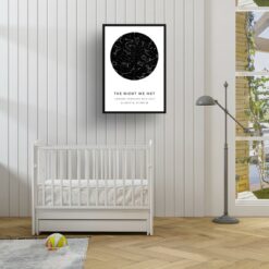 Classic White Background Custom Star Map - Personalized Constellation Map Print Framed & Unframed Wall Art 26 starmaps white background solid colour black print kids room