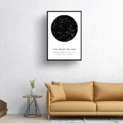 Classic White Background Custom Star Map - Personalized Constellation Map Print Framed & Unframed Wall Art 27 starmaps white background solid colour black print living room