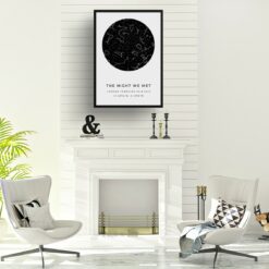 Classic White Background Custom Star Map - Personalized Constellation Map Print Framed & Unframed Wall Art 24 starmaps white background solid colour black print office