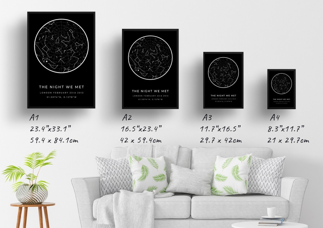 Custom White On Pink Star Map Phone Case - Personalized Constellation Map 15 starmaps white text solid colour black print print size comparison