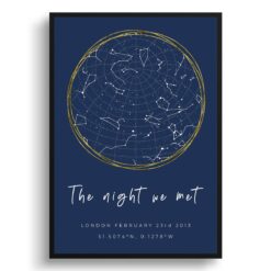 Line Drawing Custom Star Map - Personalized Constellation Map Print Framed & Unframed Wall Art