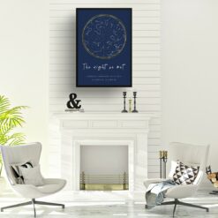 starmaps white text solid colour hand drawn navy gold circle print office