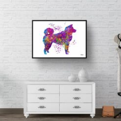 Akita Inu Watercolour Splash Print - Dog Inspired Framed & Unframed Wall Art 8 watercolour splash dogs akita inu print landscape framed art print 40x28 hall