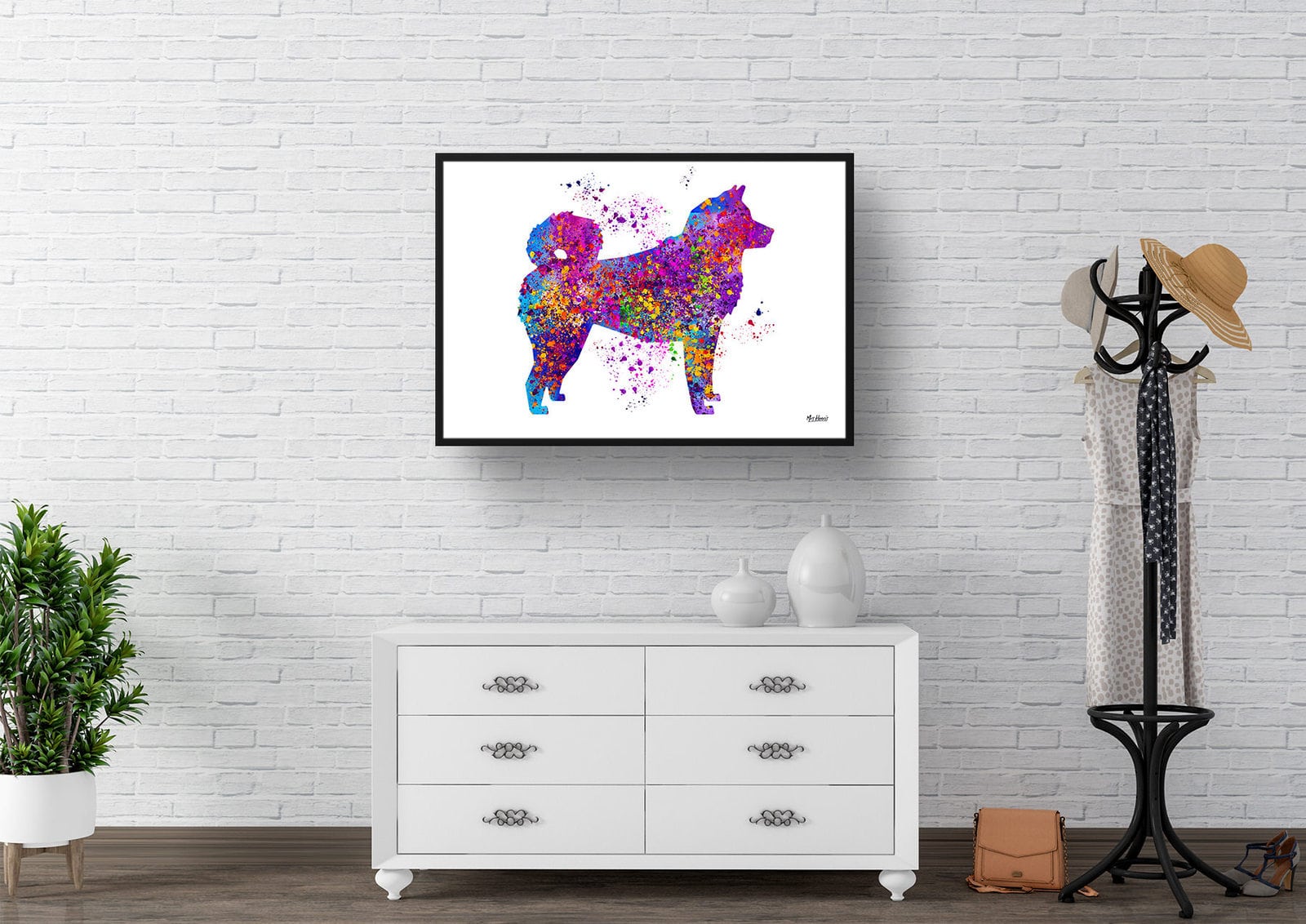 Akita Inu Watercolour Splash Print - Dog Inspired Framed & Unframed Wall Art 3 Akita Inu Watercolour Splash Print - Dog Inspired Framed & Unframed Wall Art - Image 3