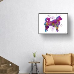Akita Inu Watercolour Splash Print - Dog Inspired Framed & Unframed Wall Art 9 watercolour splash dogs akita inu print landscape framed art print 40x28 living room