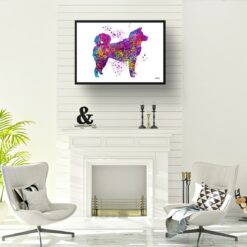 Akita Inu Watercolour Splash Print - Dog Inspired Framed & Unframed Wall Art 10 watercolour splash dogs akita inu print landscape framed art print a4 office