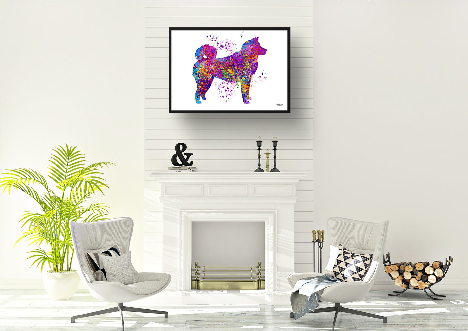 Akita Inu Watercolour Splash Print - Dog Inspired Framed & Unframed Wall Art 5 Akita Inu Watercolour Splash Print - Dog Inspired Framed & Unframed Wall Art - Image 5