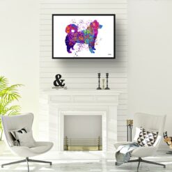 watercolour splash dogs alaskan malamute print landscape framed art print a4 office